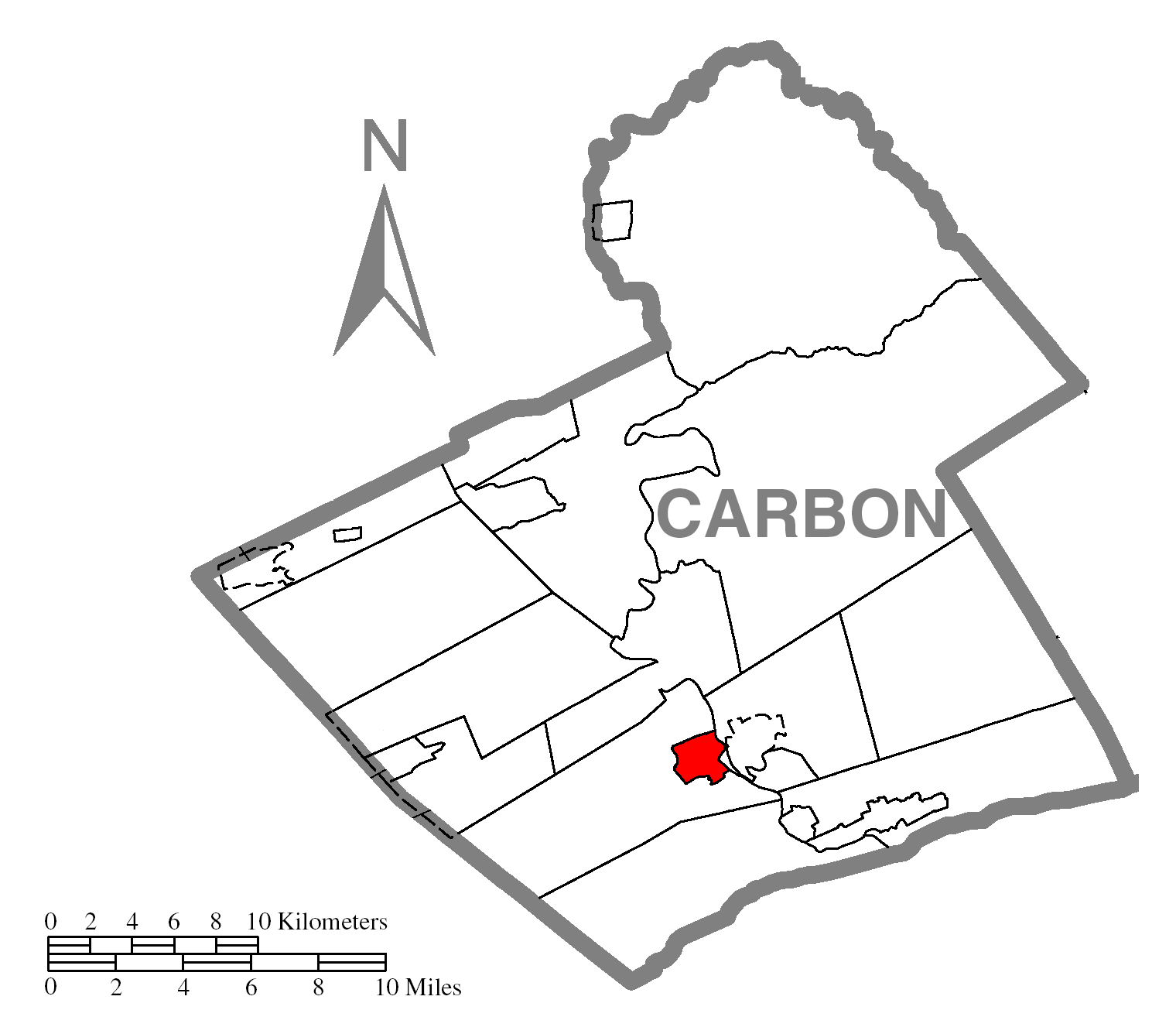 Map Of Lehightonc Carbon Countyc Pennsylvania Highlighted