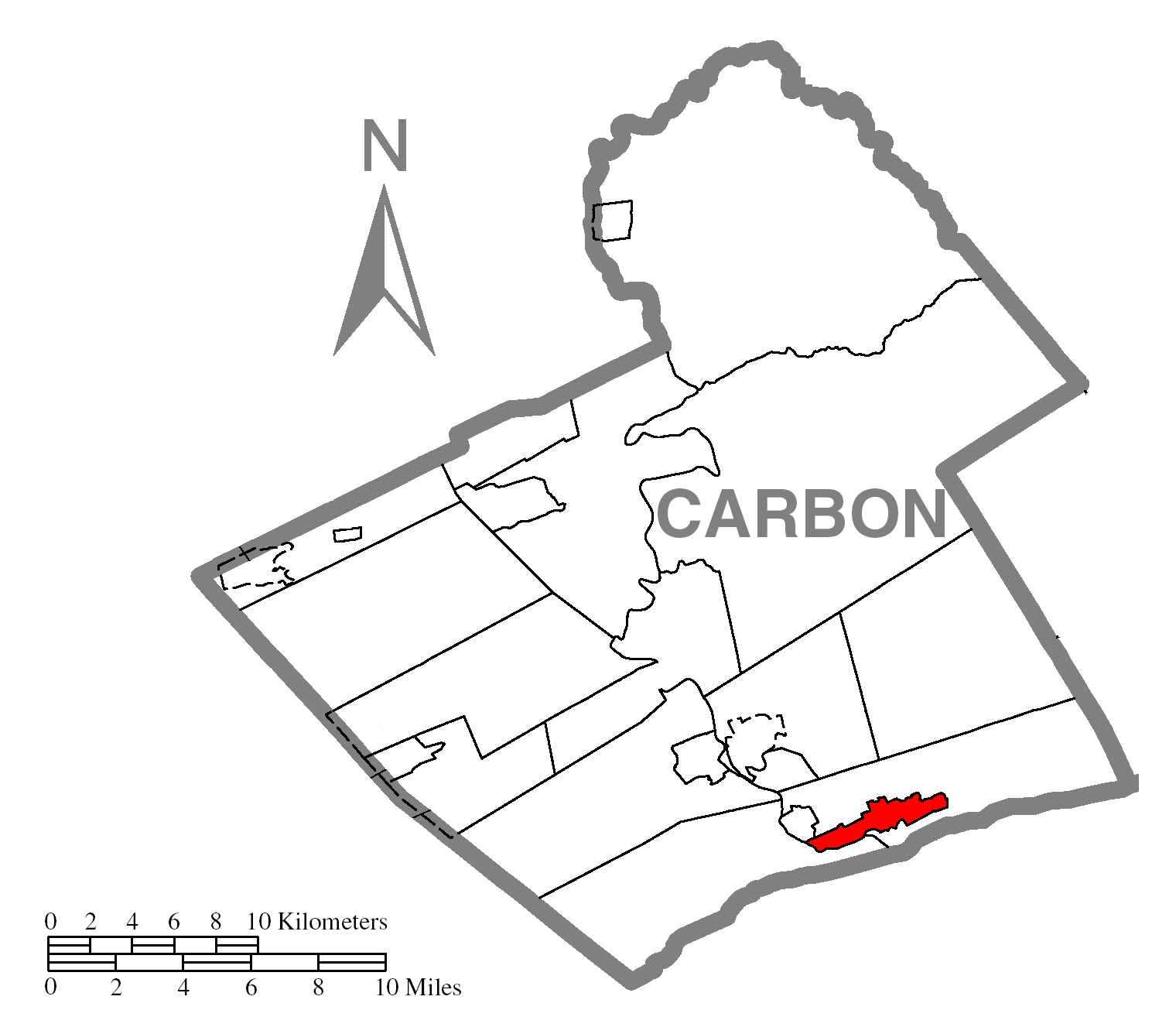 Map Of Palmertonc Carbon Countyc Pennsylvania Highlighted