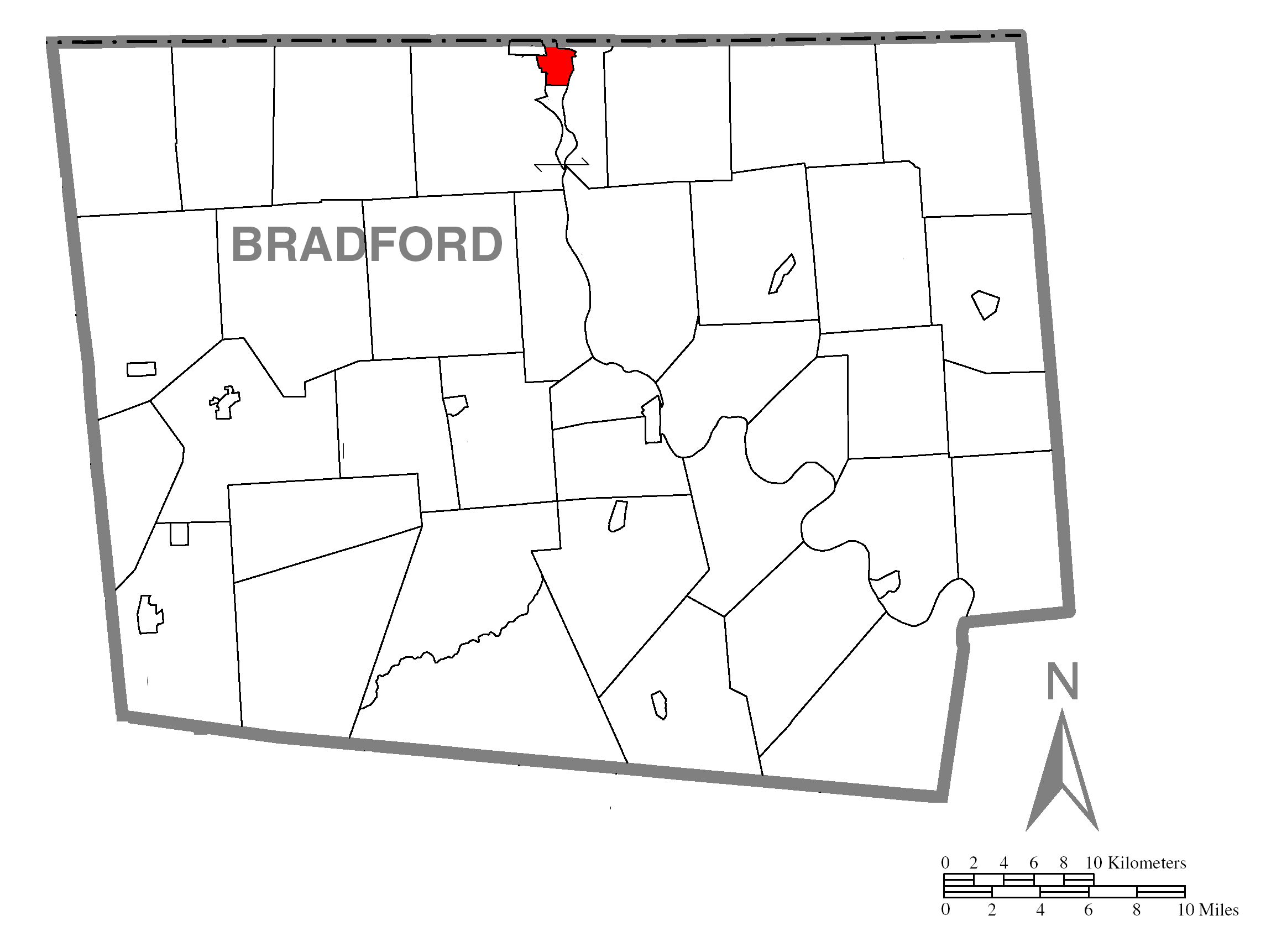 Map Of Sayrec Bradford Countyc Pennsylvania Highlighted