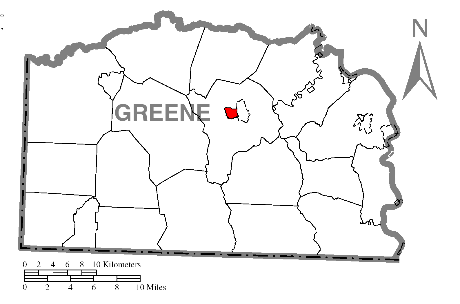 Map Of Waynesburgc Greene Countyc Pennsylvania Highlighted