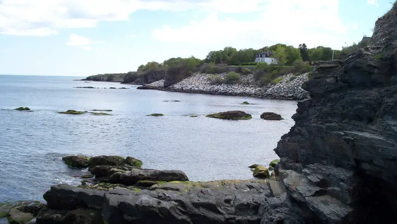 Newport Shoreline Of Easton Bay Looking South From Cliffside Overlook At East End Of Narragansett Ave