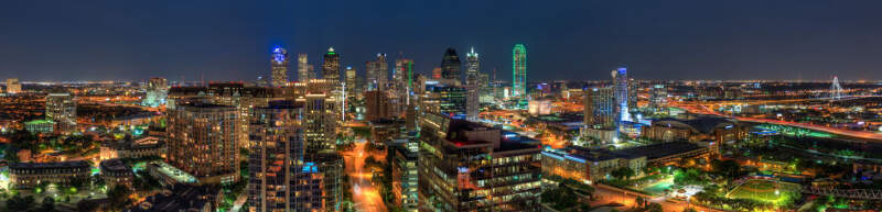 Bleu Ciel Panoramic Nightview Of Downtown Dallas