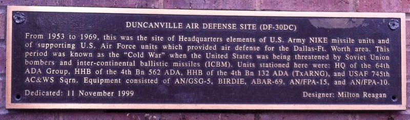 Duncanville Missile Monument Plaque