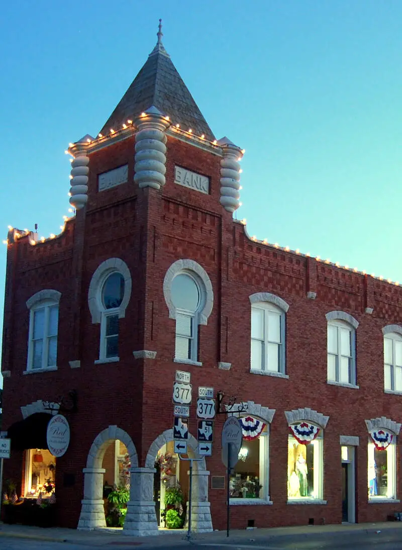 Texas State Bank Building In Granburyc Texas