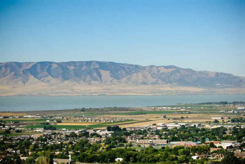 Pleasant Grovec Ut  Looking West Over Utah Lake