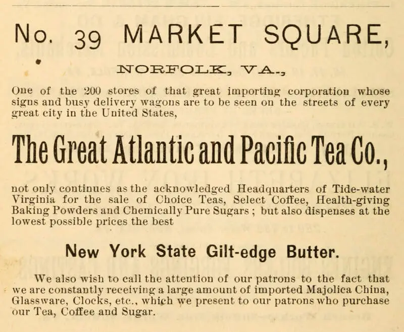 Great Atlantic And Pacific Tea Co Advert For Norfolk