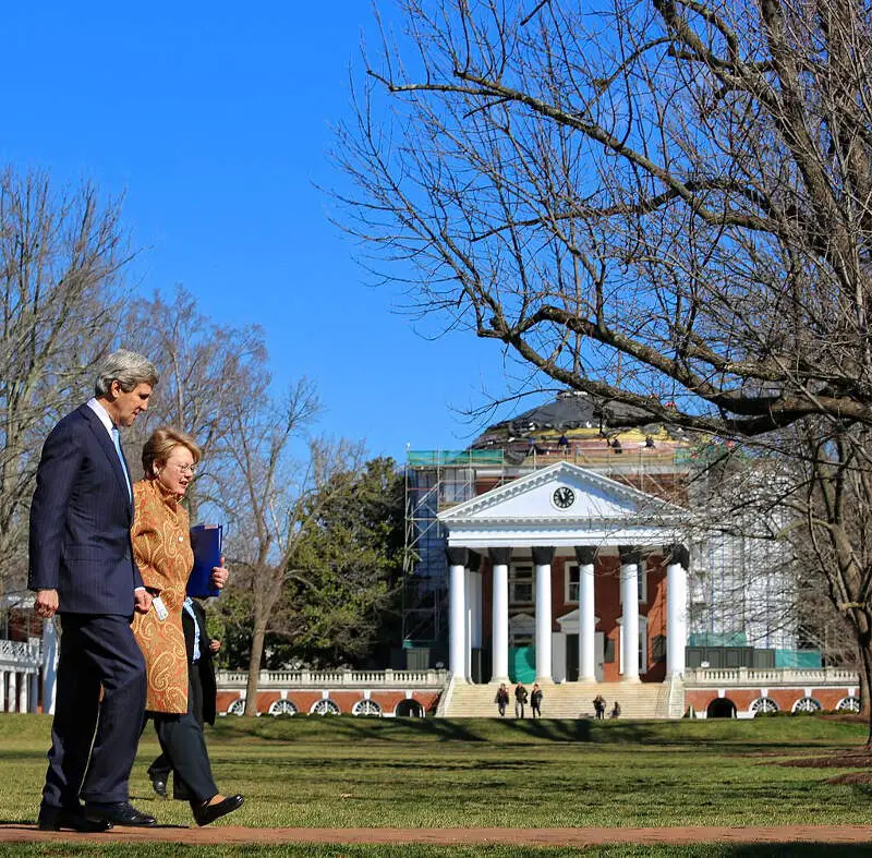 Secretary Kerry Walks With Uva President Sullivan