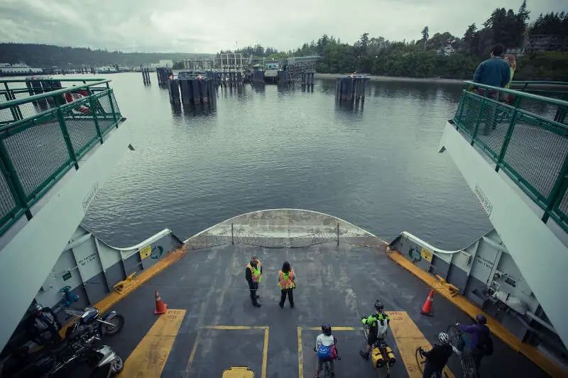 Washington State Ferry Boat Landing At Bainbridge Island Terminal