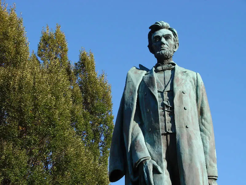 Abraham Lincoln  Statue In Downtown Spokane Wa  Usa