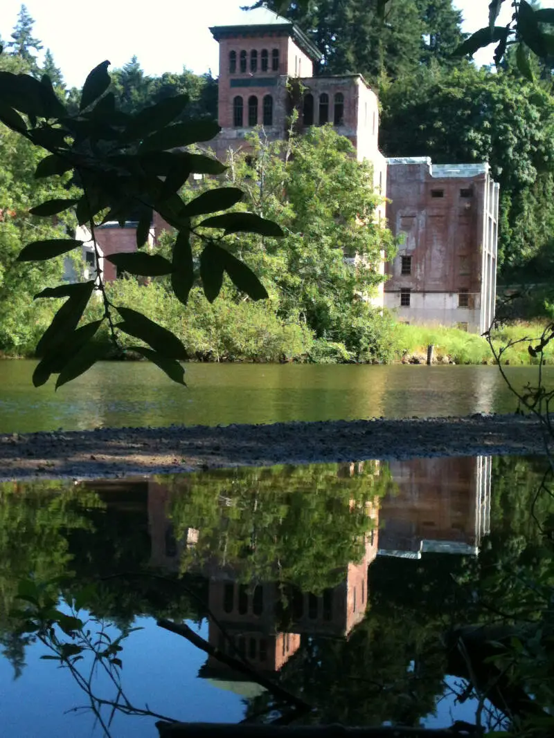 Old Olympia Brewery As Seen From Tumwaterc Wa Park