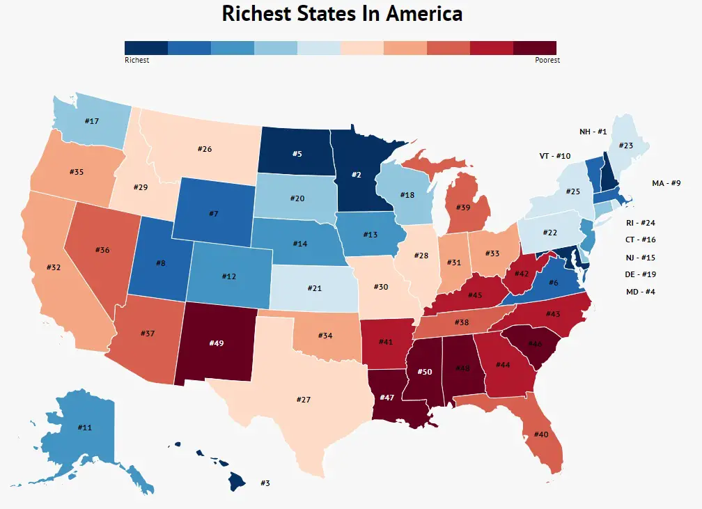 10 Richest States To Live In The United States For 2024 And