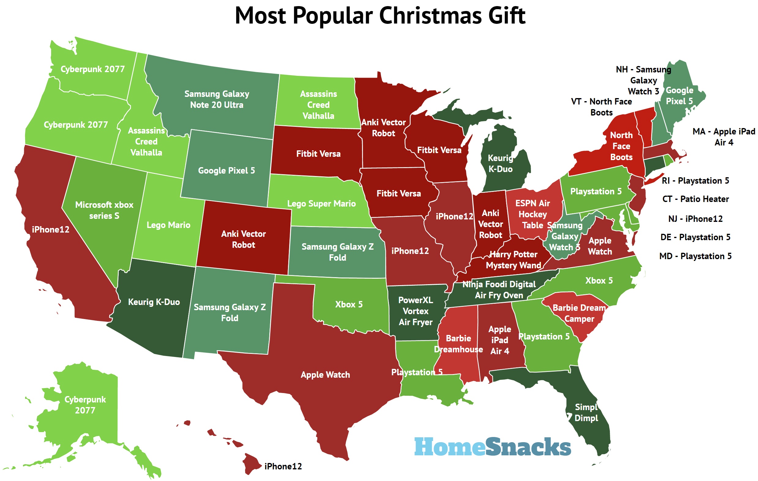Most Popular Christmas Gift In Each State