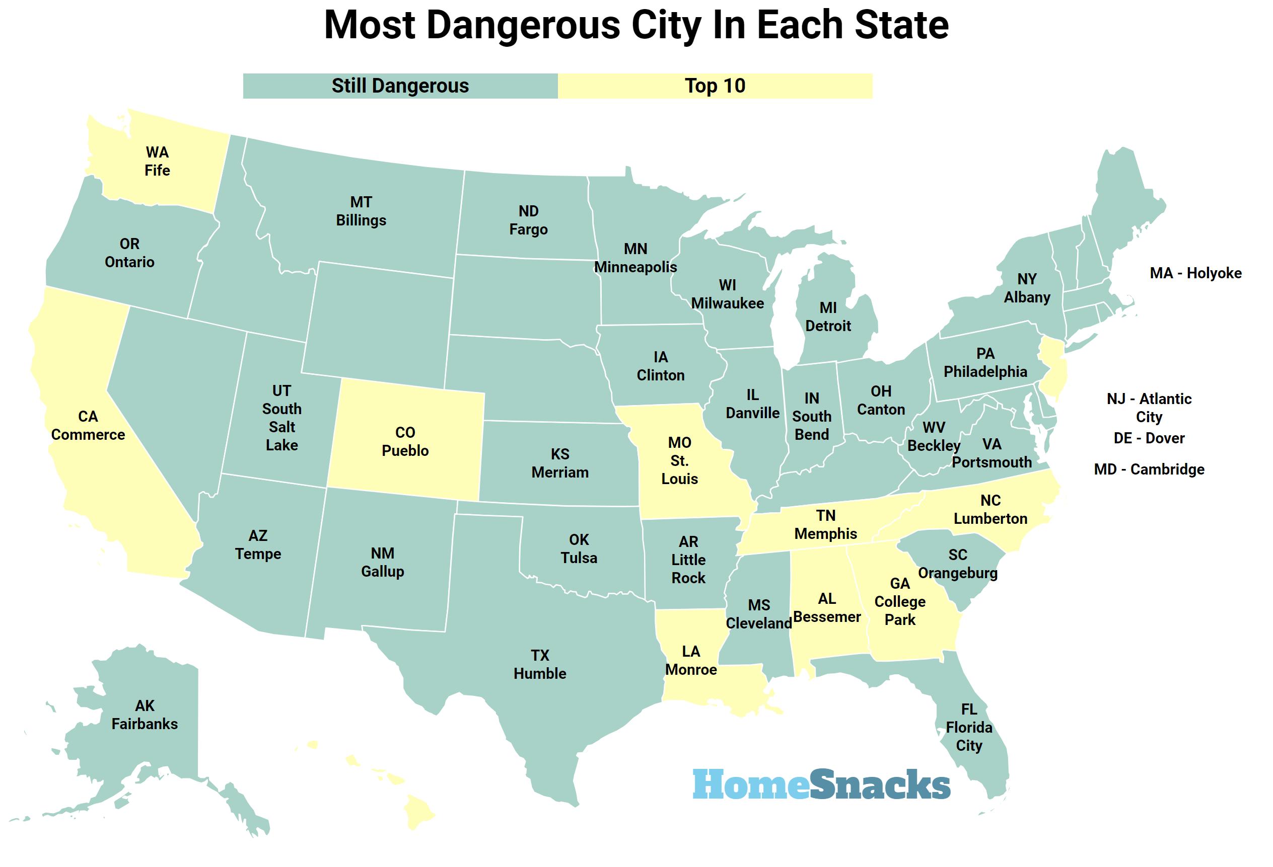 The Most Dangerous City In Each State In The United States [2023