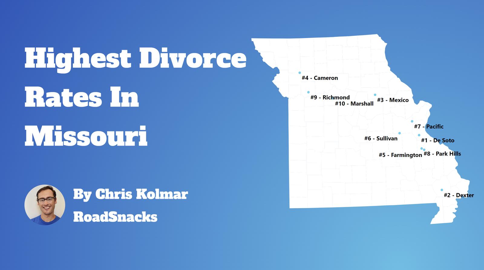 Cities With Highest Divorce Rate In Missouri Map