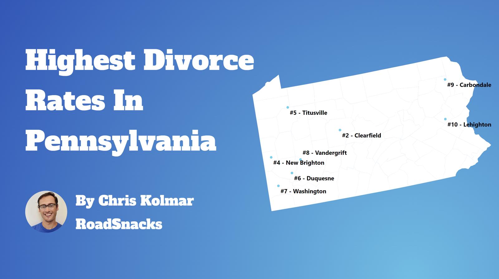 Cities With Highest Divorce Rate In Pennsylvania Map